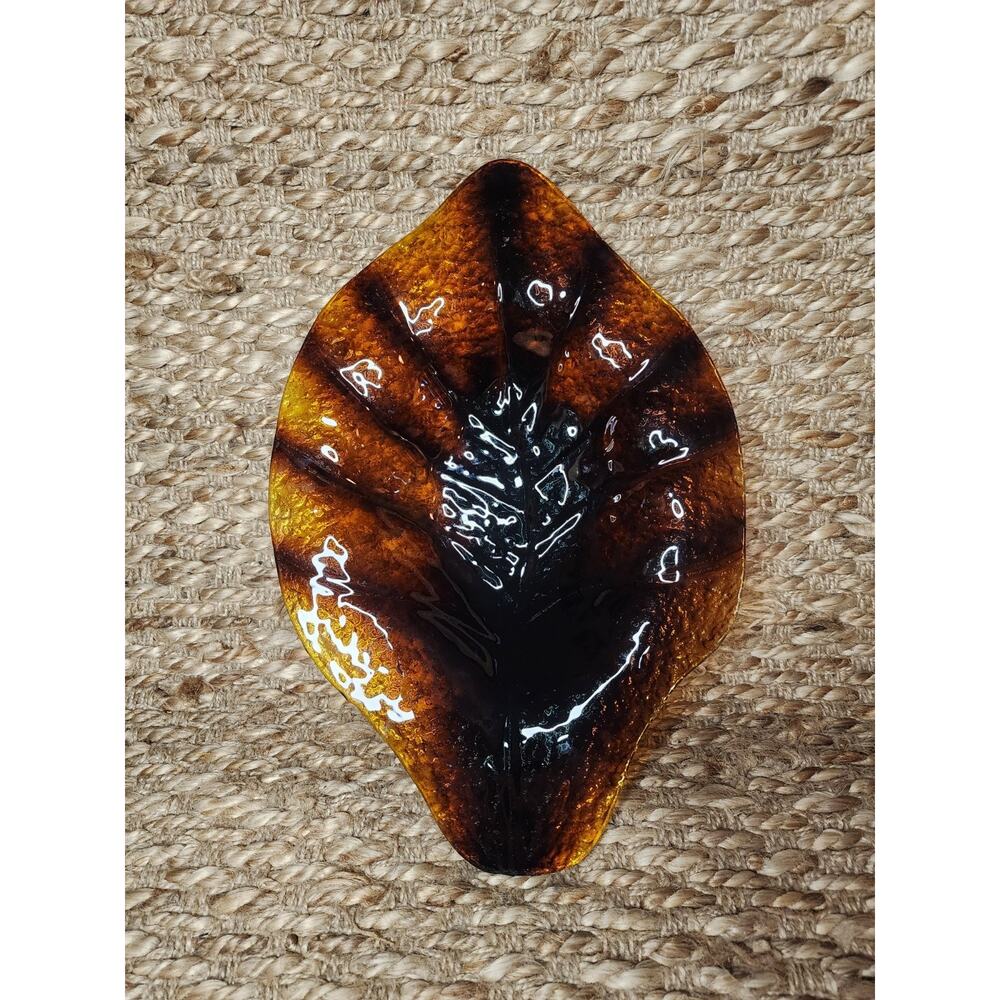Threshold Glass Brown Leaf Plate Dish Autumn Fall Thanksgiving Serving Dinning